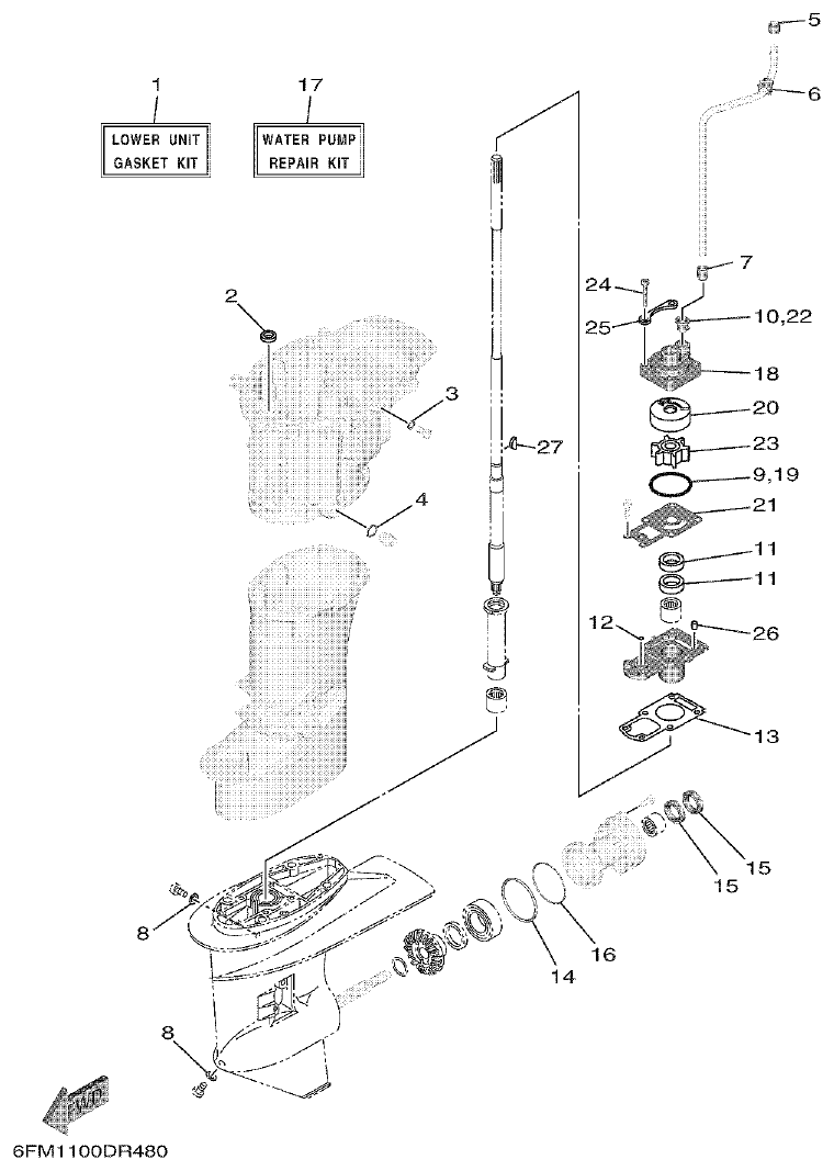 Yamaha F25G REPAIR KIT 2 parts diagram
